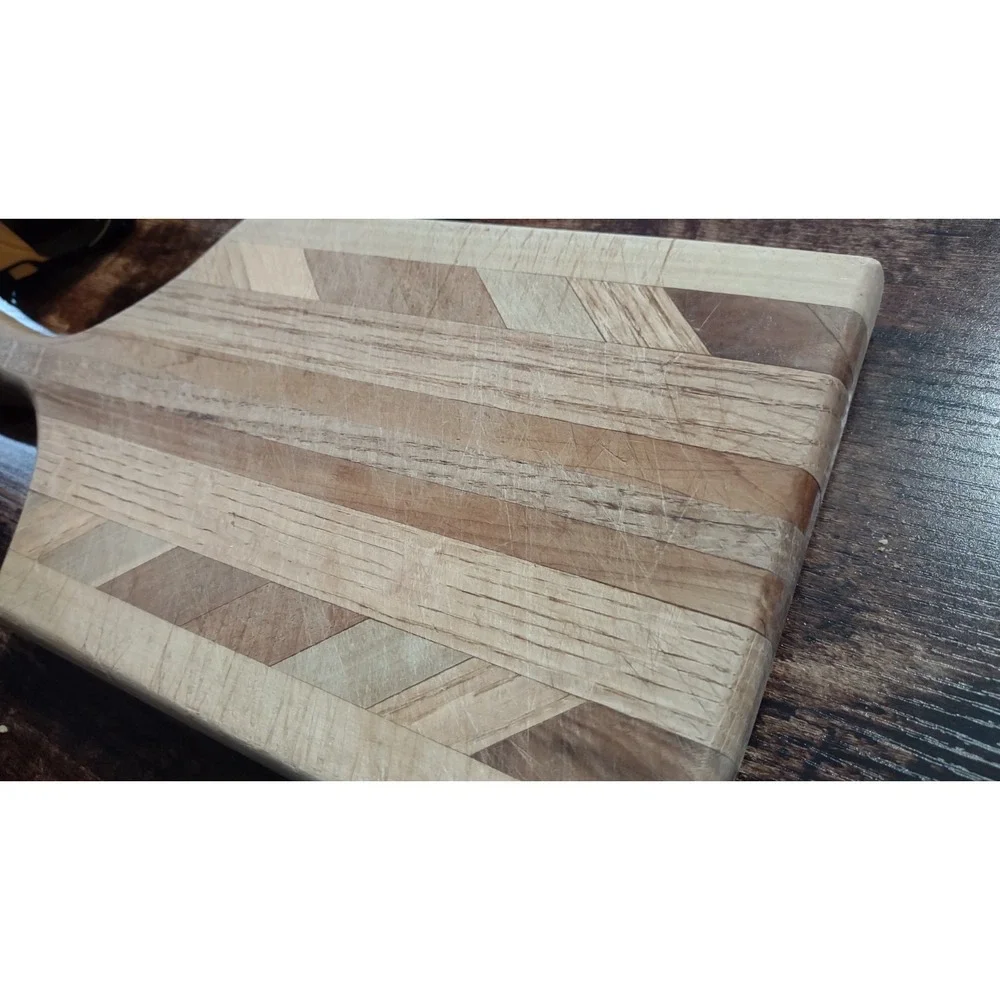 Artisan Handmade Chevron Charcuterie Board - 7x15 Walnut & Maple Inlay  1